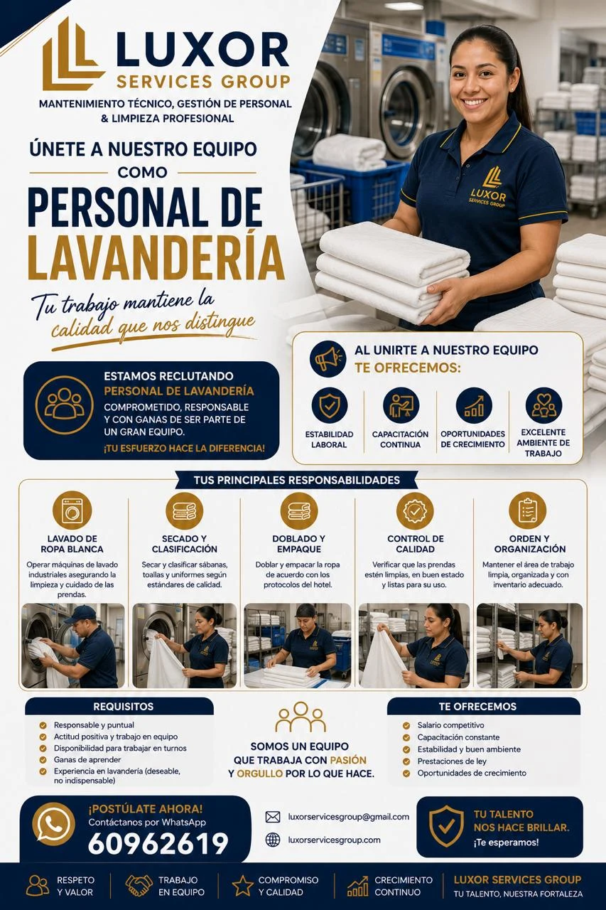 Imagen original de la oferta de Personal de lavandería en LUXOR SERVICES GROUP