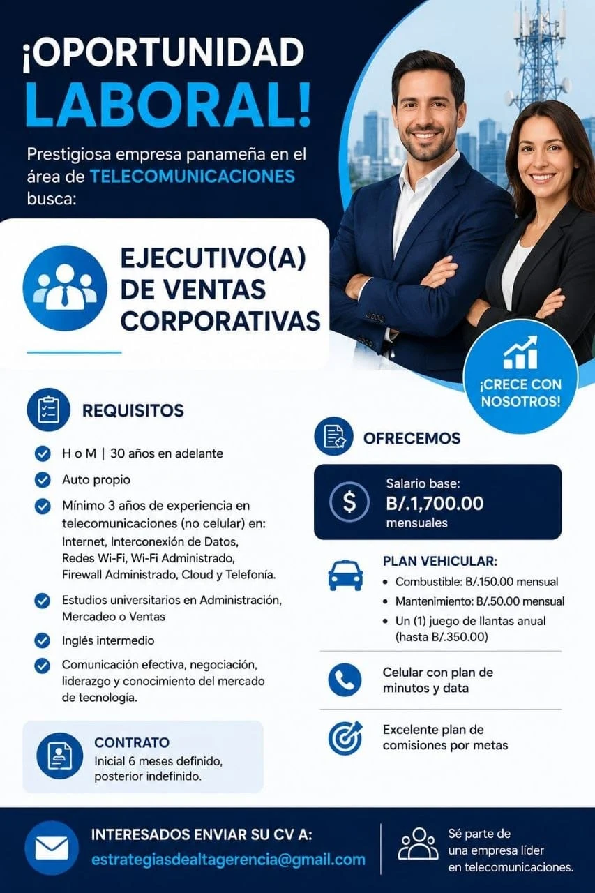 Imagen original de la oferta de EJECUTIVO(A) DE VENTAS CORPORATIVAS