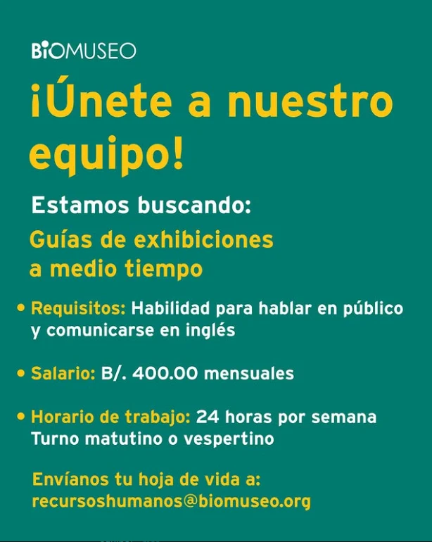Imagen original de la oferta de Guías de exhibiciones a medio tiempo en BiOMUSEO