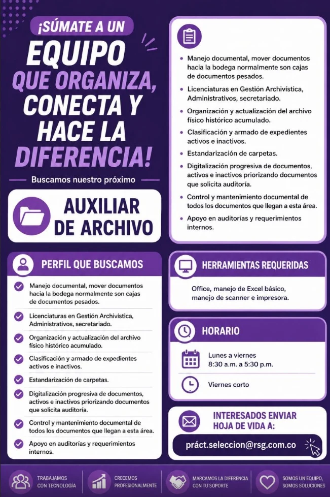 Imagen original de la oferta de AUXILIAR DE ARCHIVO en rsg
