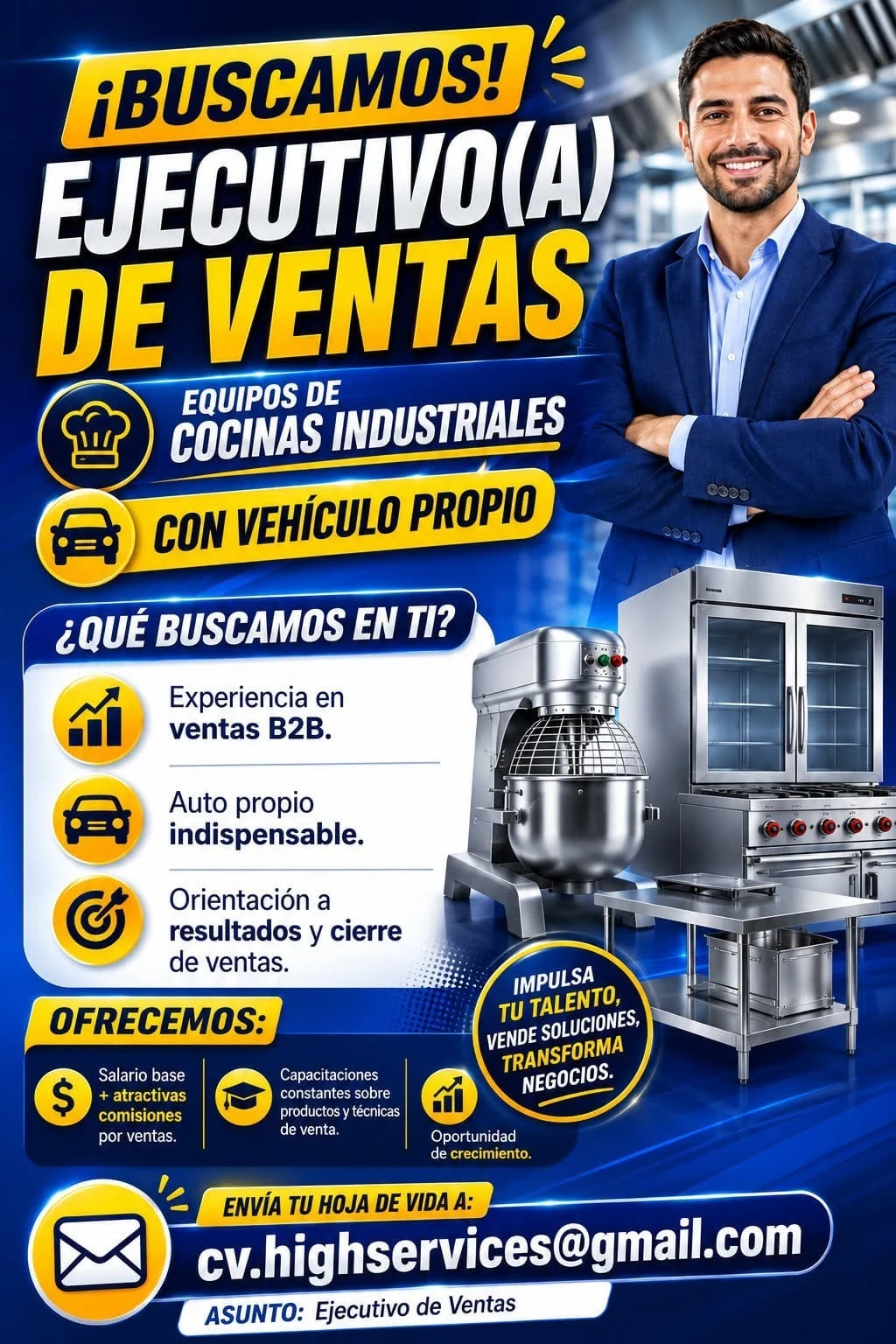 Imagen original de la oferta de Ejecutivo(a) de Ventas - Equipos de Cocinas Industriales en High Services