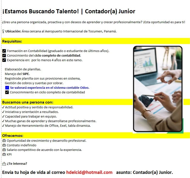 Imagen original de la oferta de Contador(a) Junior en No detectado en la imagen