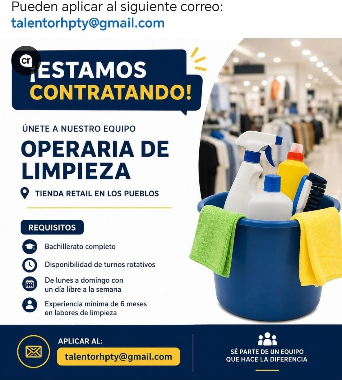 Imagen original de la oferta de Operaria de limpieza