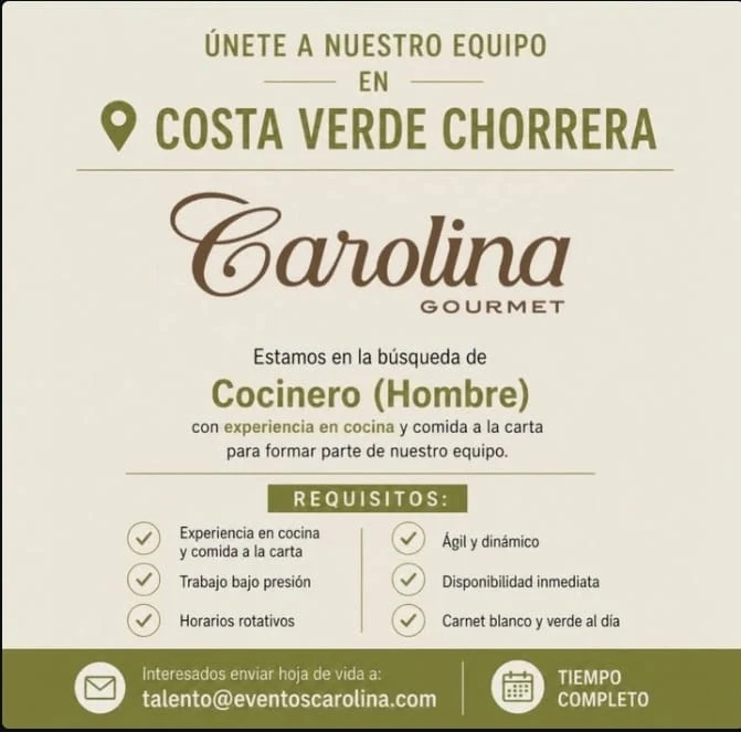 Imagen original de la oferta de Cocinero en Carolina Gourmet