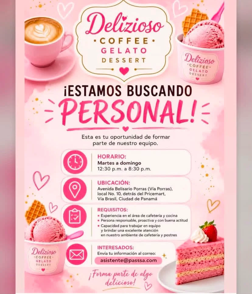 Imagen original de la oferta de Estamos buscando Personal en Delizioso Coffee Gelato Dessert