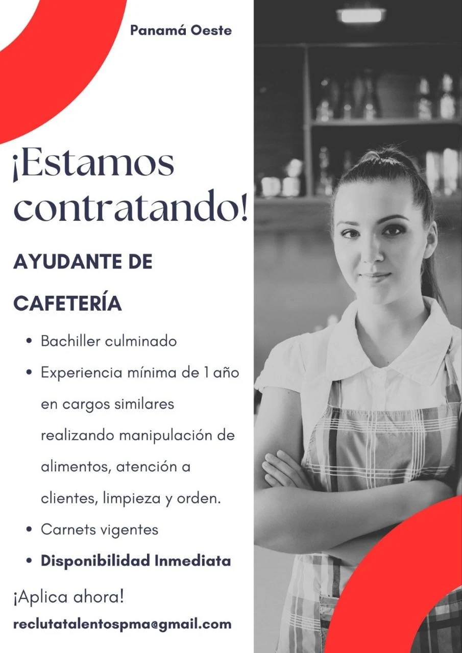 Imagen original de la oferta de AYUDANTE DE CAFETERÍA en No Declarada