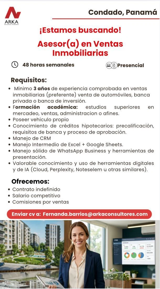 Imagen original de la oferta de Asesor(a) en ventas Inmobiliarias en ARKA Executive Search